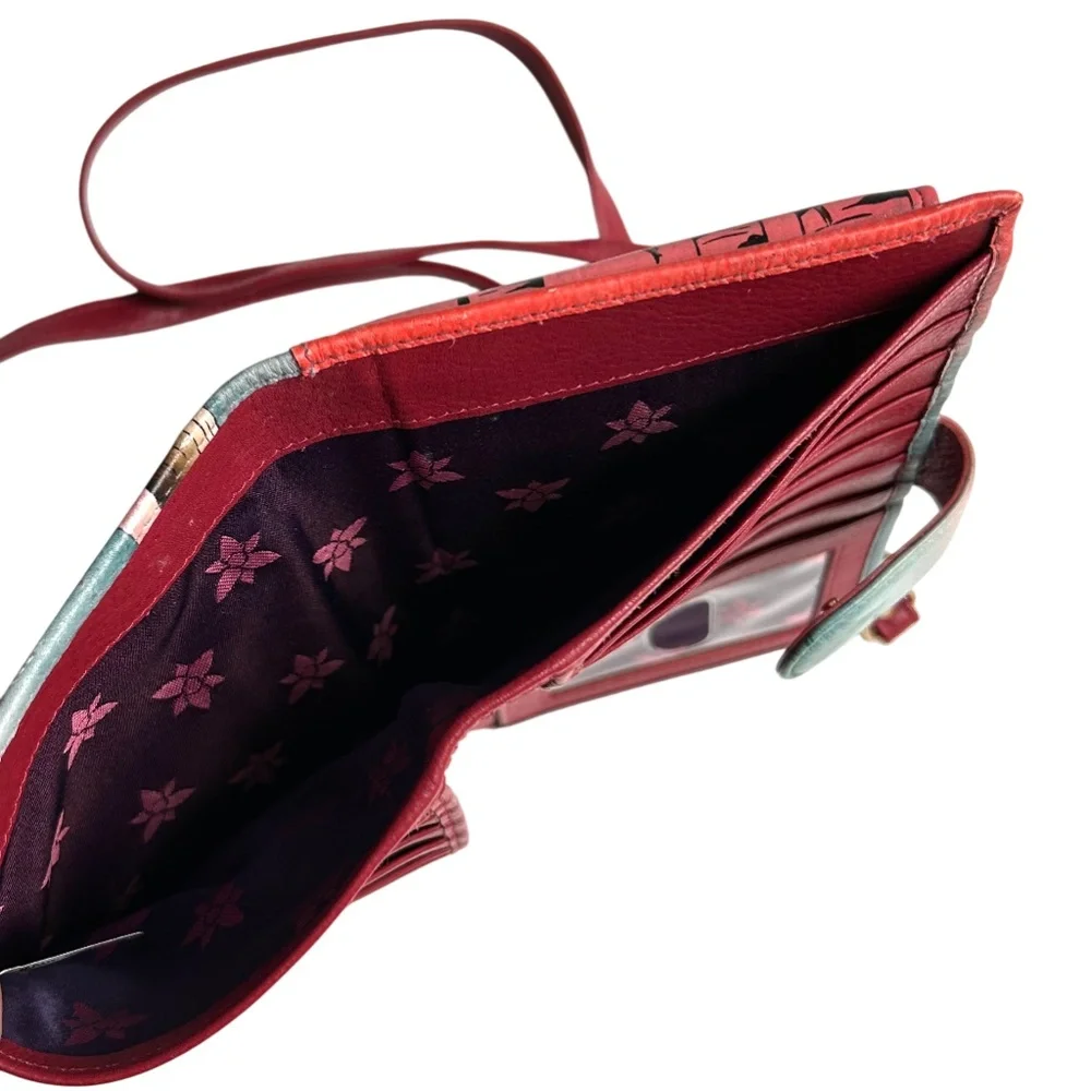 NWOT Anouschka Hand Painted Leather Crossbody Smartphone Wallet Bag